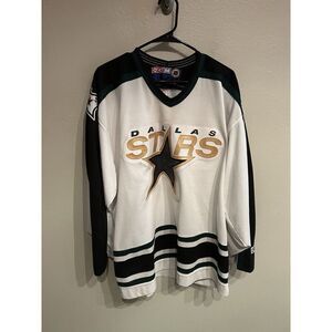Vintage Dallas Stars CCM Hockey Jersey Mens XL White Signed